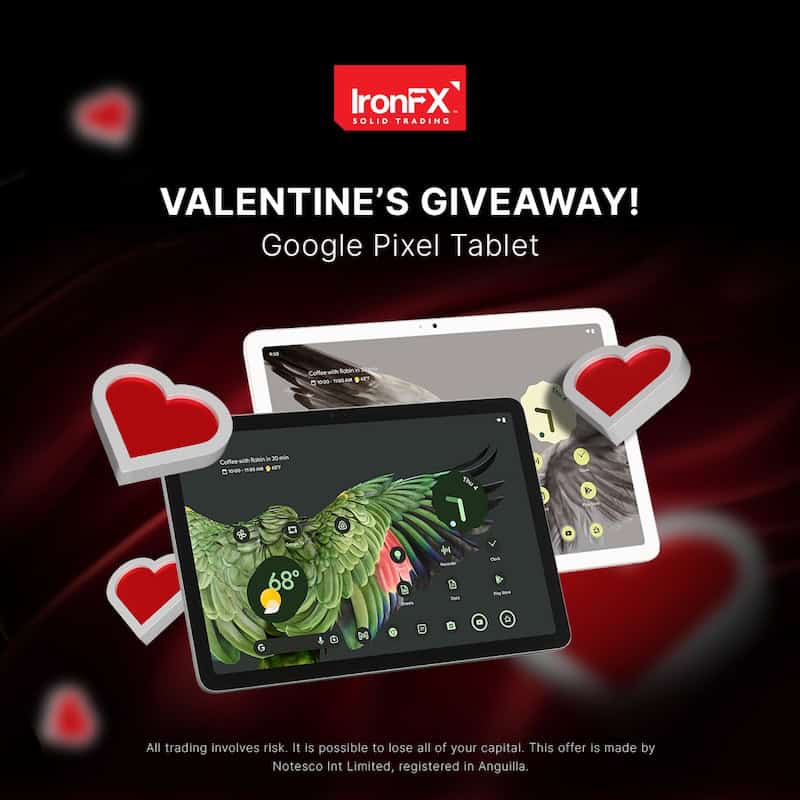 IronFX Valentine's Giveaway: Win a Google Pixel Tablet