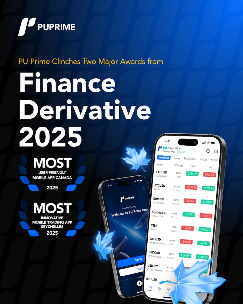 PU Prime Wins Two Prestigious Titles at Finance Derivative Awards 2025 for Mobile Trading Excellence