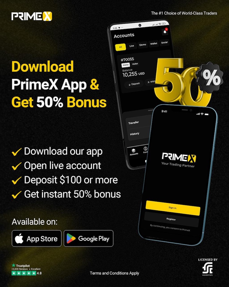 Get a 50% Bonus Instantly with PrimeX Capital App