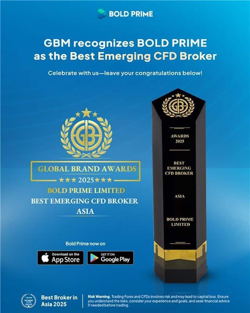 Bold Prime Named Best Emerging CFD Broker (Asia) 2025 by Global Brands Magazine for Excellence in CopyTrading Innovation