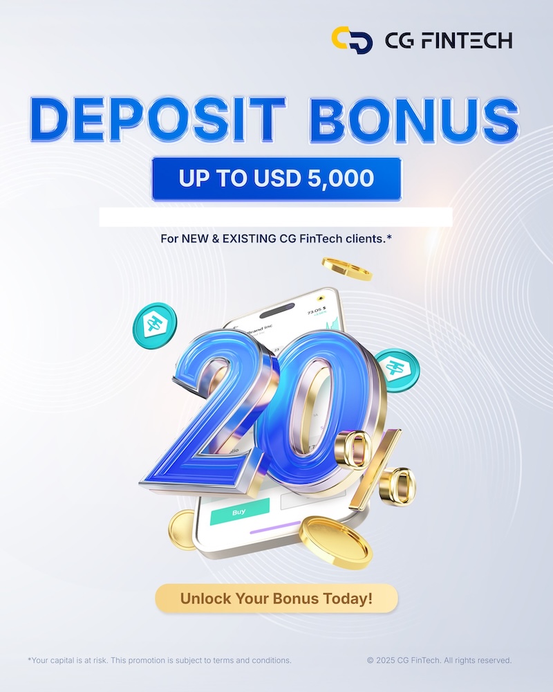 Unlock Up to USD 5,000 in Trading Power with CG FinTech’s 20% Deposit Bonus for Standard and ECN Accounts