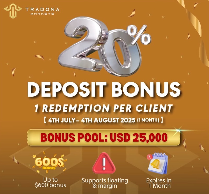 Boost Your Trading Power: Tradona Brings Back Its 20% Deposit Bonus – Limited-Time Offer Until August 4, 2025