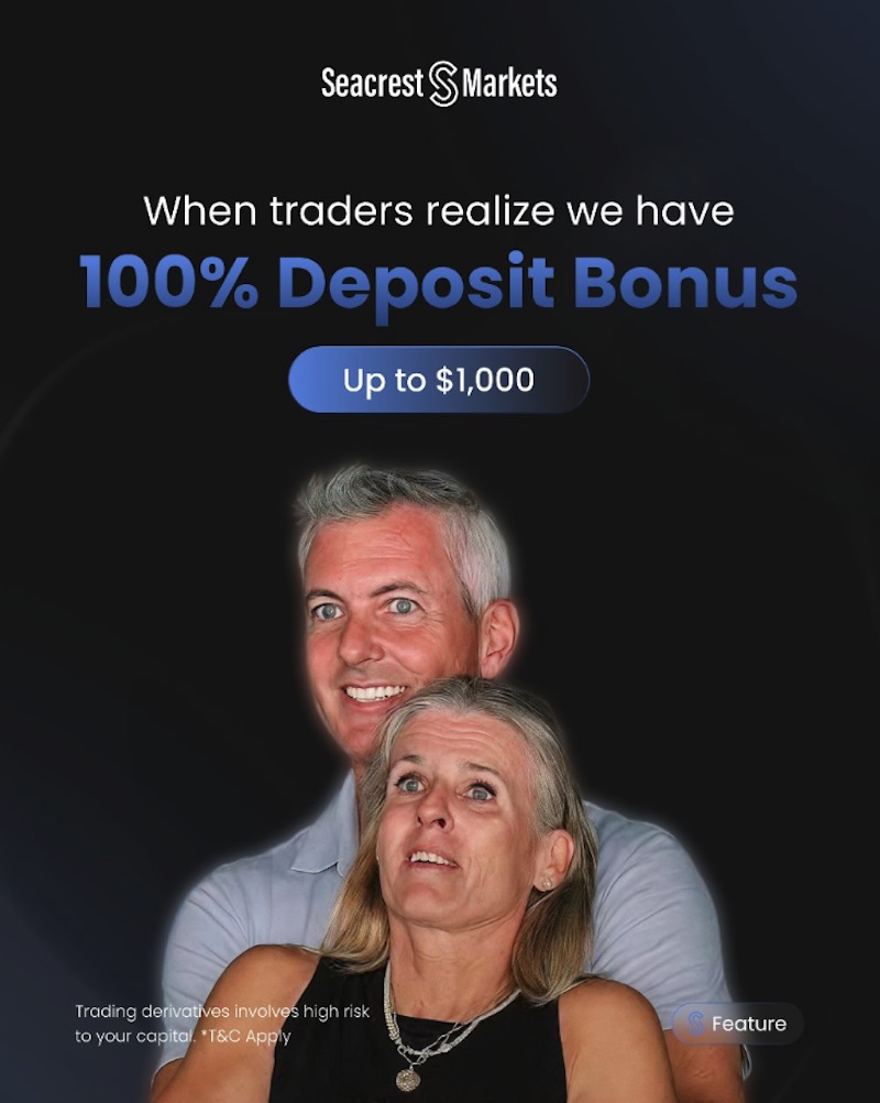 Double Your Trading Capital Instantly with Seacrest Markets' 100% First-Time Deposit Bonus