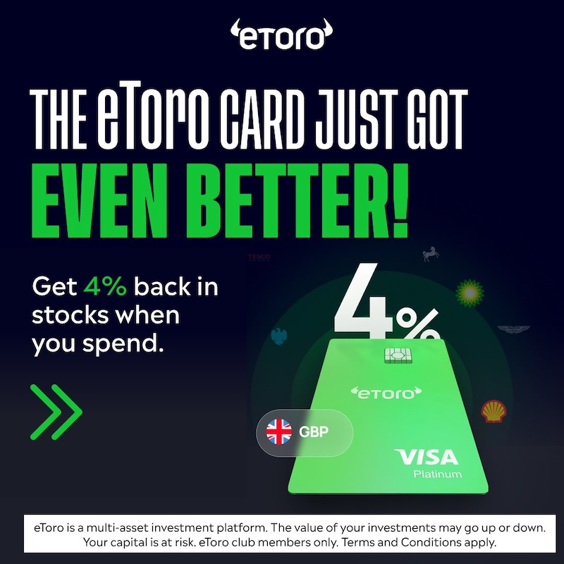 Turn Everyday Spending into Smart Investing with eToro’s New 4% Stock Back Card