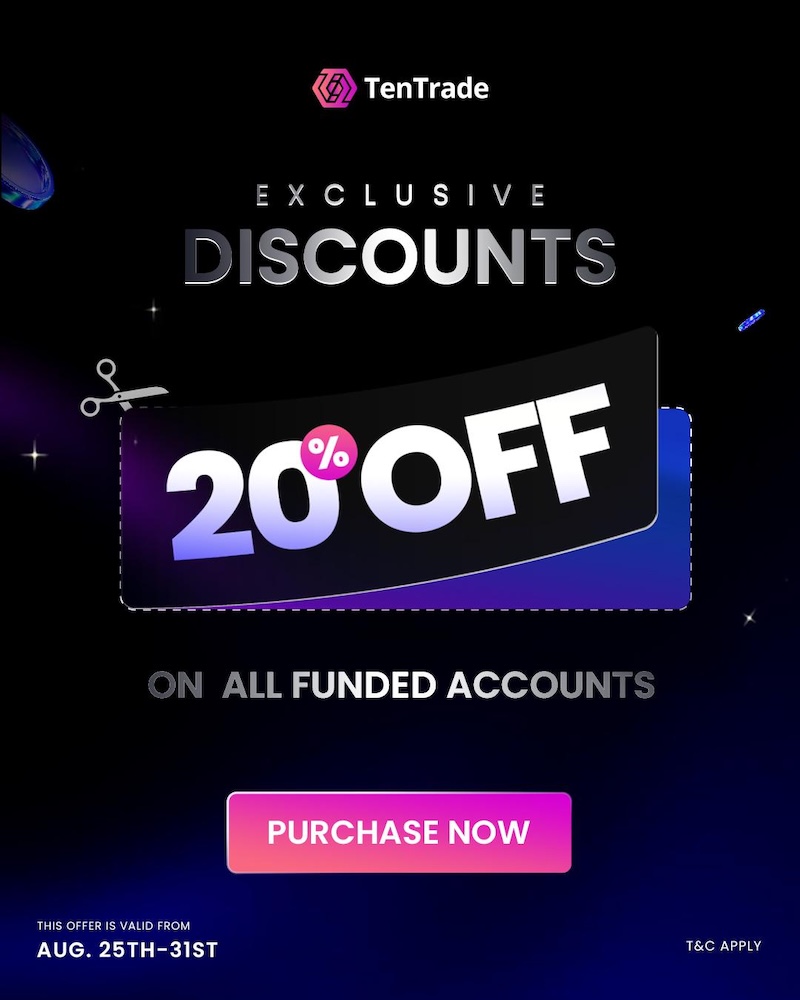 TenTrade Offers 20% Off Funded Trader Accounts – Limited-Time Promotion Runs August 25–31, 2025