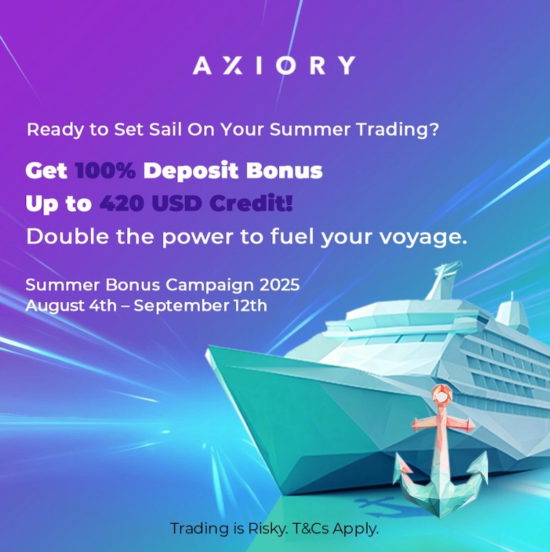 Unlock a 100% Deposit Bonus Up to $420 with Axiory’s Summer Bonus Campaign 2025 — Plus a $140 Credit Boost for Returning Traders