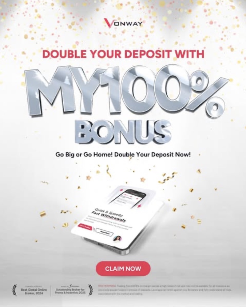 MY100% Bonus Is Back Again Until September 8 — Vonway Doubles Your Deposit on MT4 & MT5
