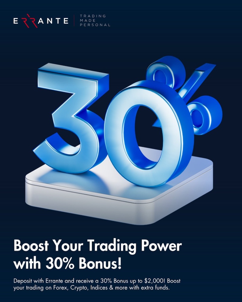 Errante Enhances Trader Benefits with Ongoing 30% Deposit Bonus Up to $2,000