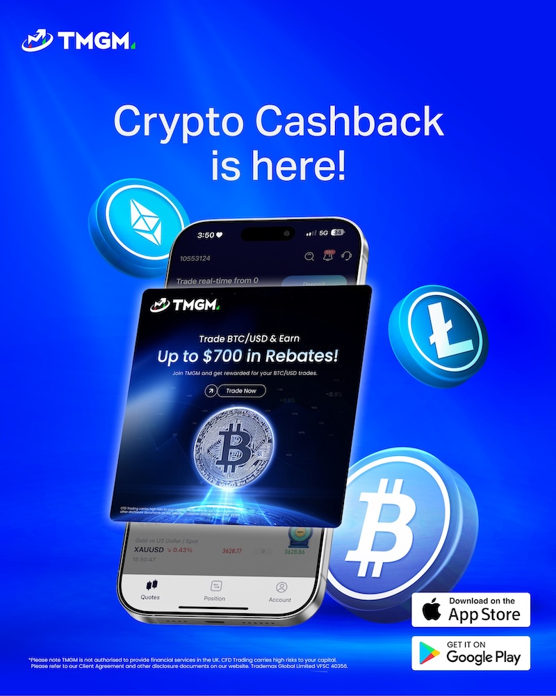 Trade BTC/USD, Get Paid: TMGM Launches Crypto Cashback With Up to $700 in Rewards