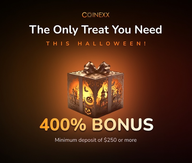 Coinexx Conjures a 400% Halloween Trading Bonus — Turn a $250 Deposit into Spellbinding Market Power!