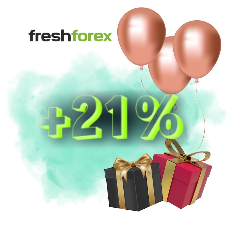 FreshForex Celebrates 21st Anniversary with Exclusive +21% Deposit Bonus for Clients