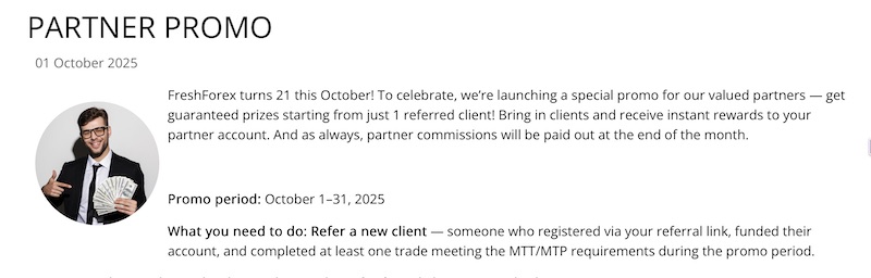 FreshForex Launches Partner Promo with Guaranteed Rewards to Celebrate 21st Anniversary