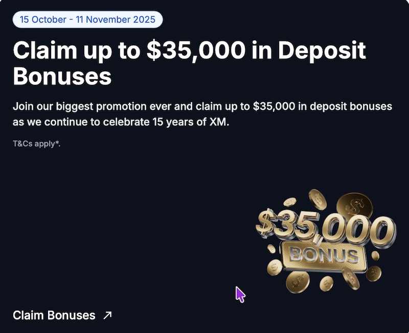 XM Celebrates 15 Years with Up to $35,000 in Weekly Deposit Bonuses for Traders