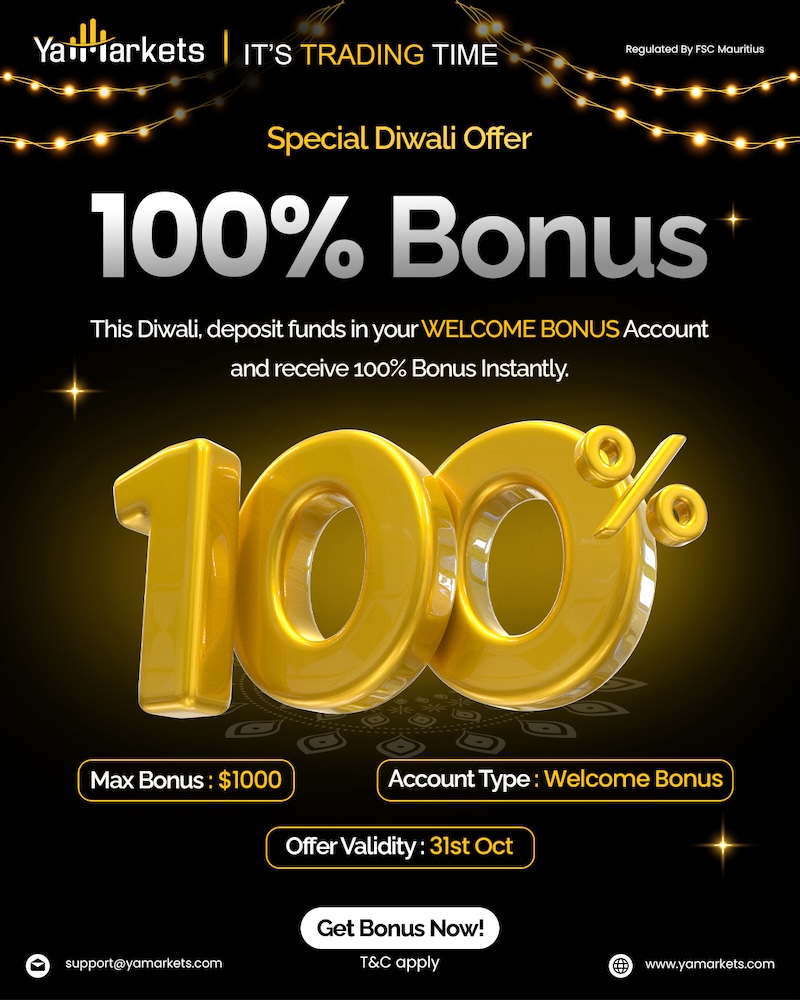 Celebrate Diwali with YaMarkets: Get a 100% Instant Bonus up to $1000 on Your First Deposit