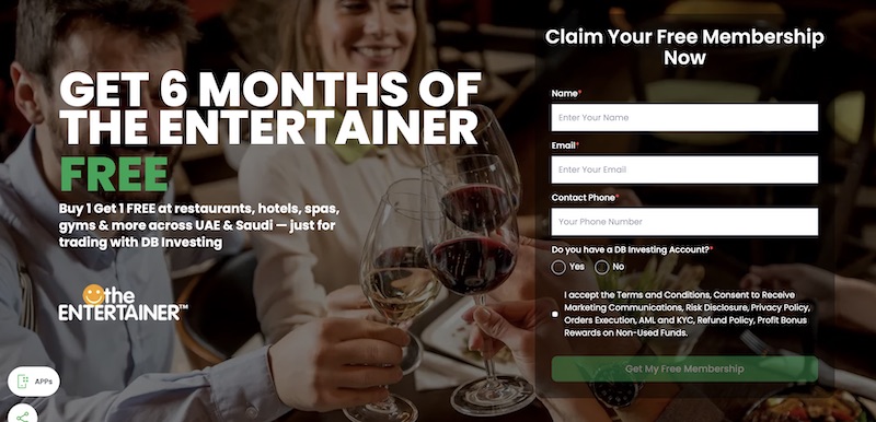 Trade, Earn & Indulge: DB Investing Gives Traders Up to 1 Year of FREE Access to The Entertainer App